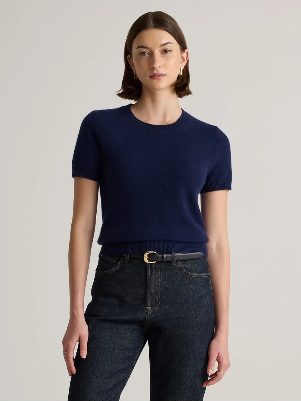 Quince Mongolian Cashmere Tee / True Navy /XS